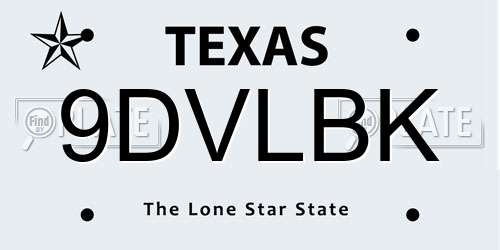 9DVLBK Texas License Plate