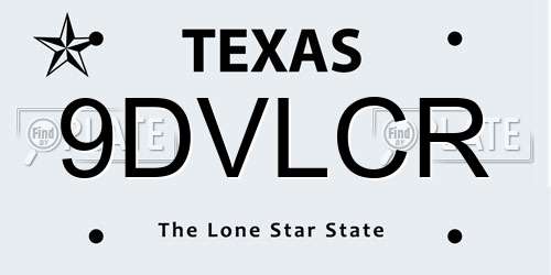 9DVLCR Texas License Plate