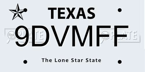 9DVMFF Texas License Plate