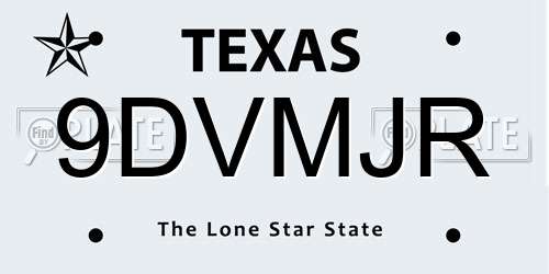 9DVMJR Texas License Plate