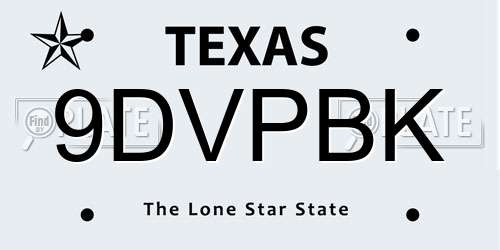 9DVPBK Texas License Plate