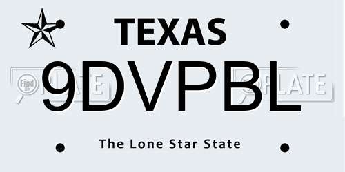 9DVPBL Texas License Plate