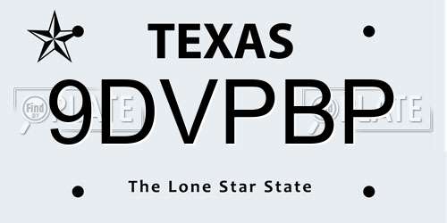 9DVPBP Texas License Plate