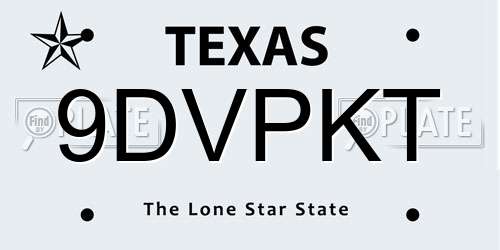 9DVPKT Texas License Plate