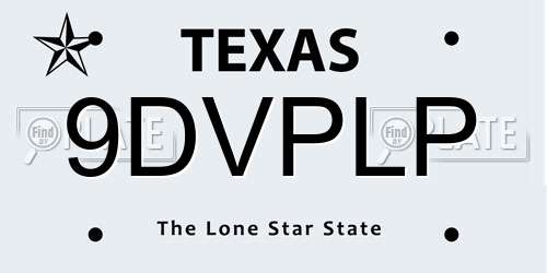 9DVPLP Texas License Plate