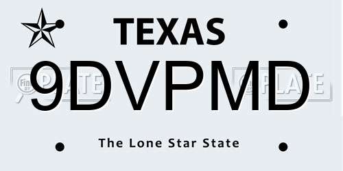 9DVPMD Texas License Plate