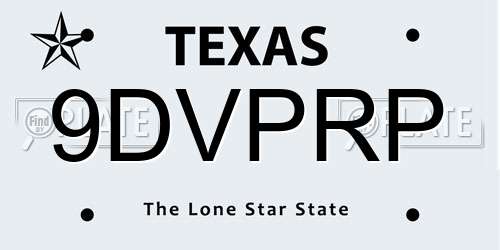 9DVPRP Texas License Plate