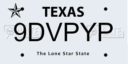 9DVPYP Texas License Plate