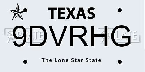 9DVRHG Texas License Plate
