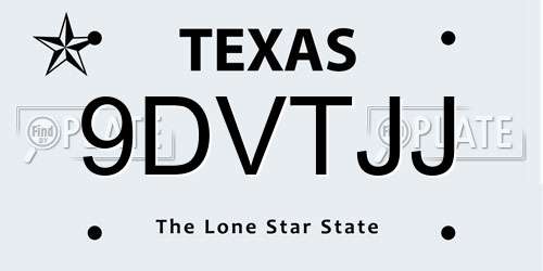 9DVTJJ Texas License Plate