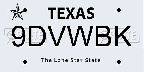 9DVWBK Texas License Plate