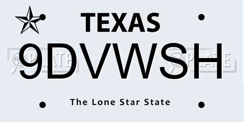 9DVWSH Texas License Plate