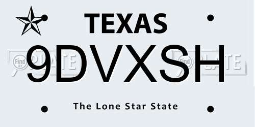 9DVXSH Texas License Plate