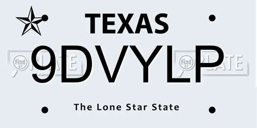 9DVYLP Texas License Plate