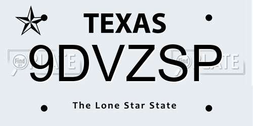9DVZSP Texas License Plate