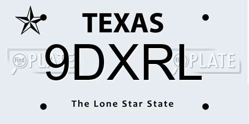 9DXRL Texas License Plate