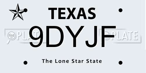 9DYJF Texas License Plate