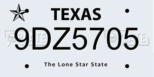 9DZ5705 Texas License Plate