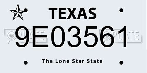 9E03561 Texas License Plate