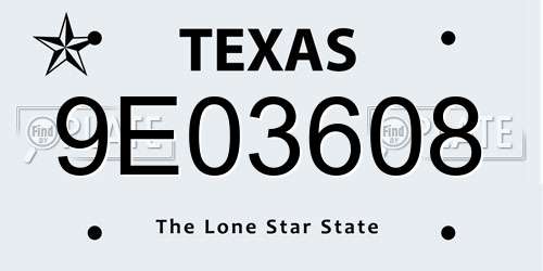 9E03608 Texas License Plate