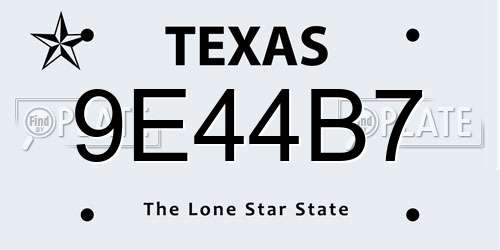 9E44B7 Texas License Plate