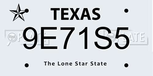 9E71S5 Texas License Plate