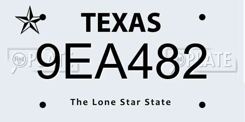 9EA482 Texas License Plate