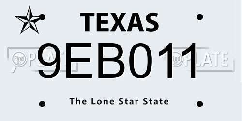 9EB011 Texas License Plate