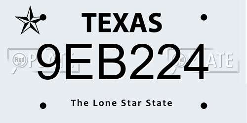 9EB224 Texas License Plate