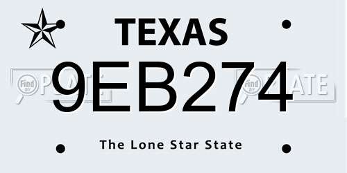 9EB274 Texas License Plate