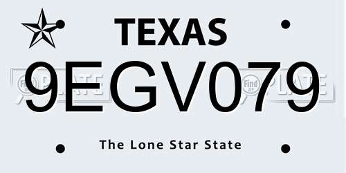 9EGV079 Texas License Plate