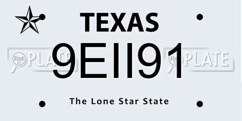 9EII91 Texas License Plate
