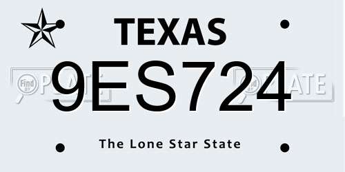 9ES724 Texas License Plate