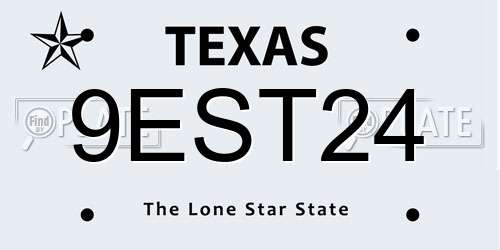 9EST24 Texas License Plate