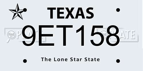 9ET158 Texas License Plate