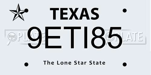 9ETI85 Texas License Plate