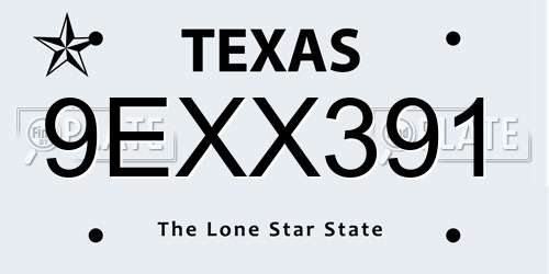 9EXX391 Texas License Plate