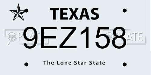 9EZ158 Texas License Plate