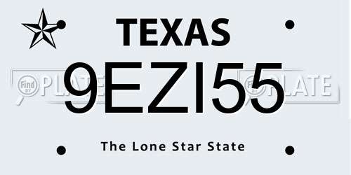 9EZI55 Texas License Plate