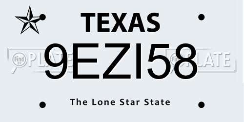 9EZI58 Texas License Plate