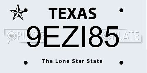 9EZI85 Texas License Plate
