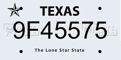 9F45575 Texas License Plate