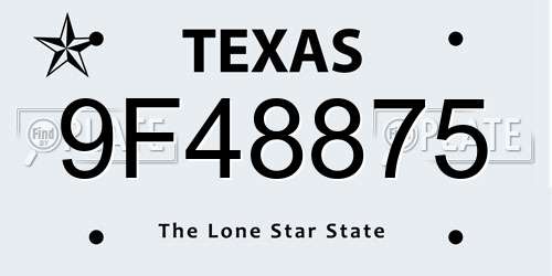 9F48875 Texas License Plate