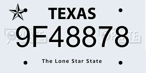 9F48878 Texas License Plate