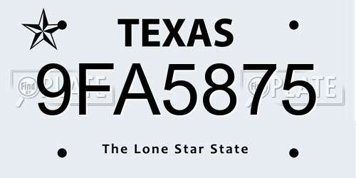 9FA5875 Texas License Plate