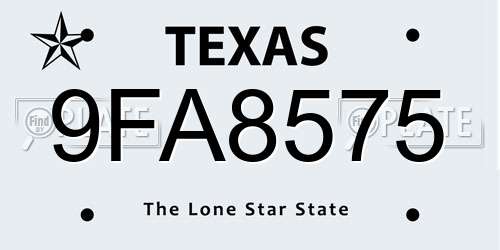 9FA8575 Texas License Plate