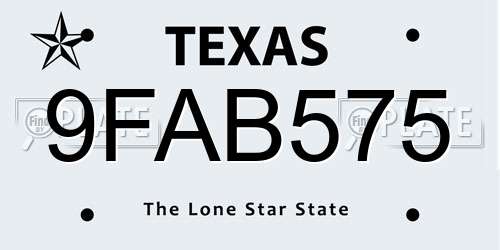 9FAB575 Texas License Plate