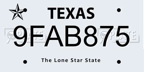 9FAB875 Texas License Plate