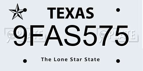 9FAS575 Texas License Plate