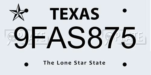 9FAS875 Texas License Plate